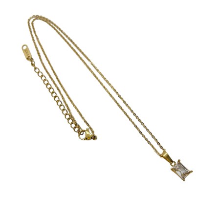 necklace steel gold chaon with white zirgon2